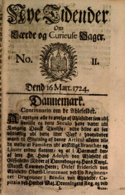 Nye tidender om laerde og curieuse sager Donnerstag 16. März 1724