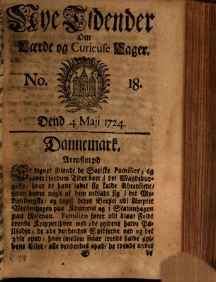 Nye tidender om laerde og curieuse sager Donnerstag 4. Mai 1724