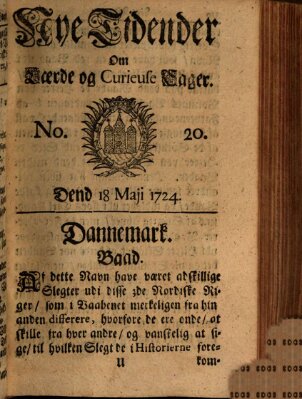 Nye tidender om laerde og curieuse sager Donnerstag 18. Mai 1724