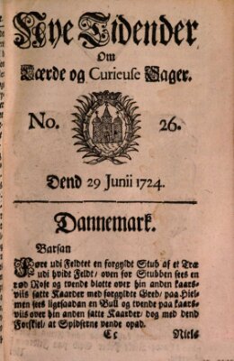 Nye tidender om laerde og curieuse sager Donnerstag 29. Juni 1724