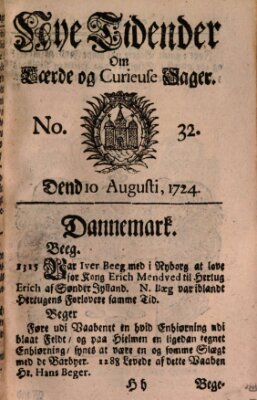 Nye tidender om laerde og curieuse sager Donnerstag 10. August 1724