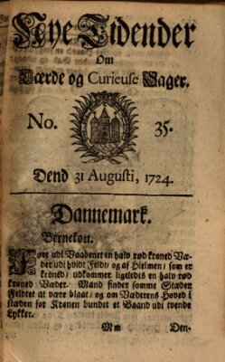 Nye tidender om laerde og curieuse sager Donnerstag 31. August 1724