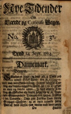 Nye tidender om laerde og curieuse sager Donnerstag 14. September 1724