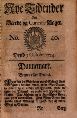 Nye tidender om laerde og curieuse sager Donnerstag 5. Oktober 1724