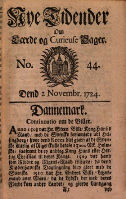 Nye tidender om laerde og curieuse sager Donnerstag 2. November 1724