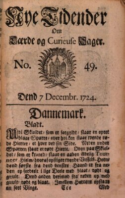 Nye tidender om laerde og curieuse sager Donnerstag 7. Dezember 1724