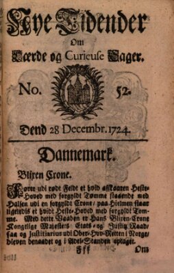 Nye tidender om laerde og curieuse sager Donnerstag 28. Dezember 1724