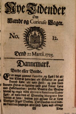 Nye tidender om laerde og curieuse sager Donnerstag 22. März 1725