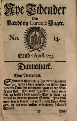 Nye tidender om laerde og curieuse sager Donnerstag 5. April 1725