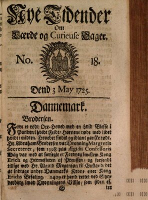 Nye tidender om laerde og curieuse sager Donnerstag 3. Mai 1725