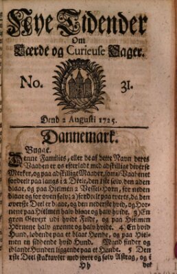 Nye tidender om laerde og curieuse sager Donnerstag 2. August 1725