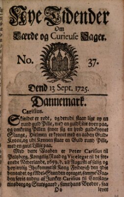 Nye tidender om laerde og curieuse sager Donnerstag 13. September 1725