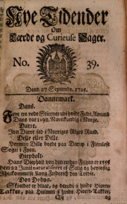 Nye tidender om laerde og curieuse sager Donnerstag 27. September 1725