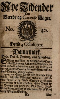 Nye tidender om laerde og curieuse sager Donnerstag 4. Oktober 1725