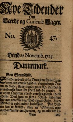 Nye tidender om laerde og curieuse sager Donnerstag 22. November 1725