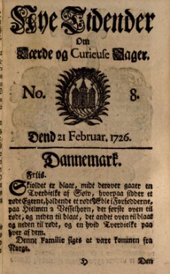 Nye tidender om laerde og curieuse sager Donnerstag 21. Februar 1726