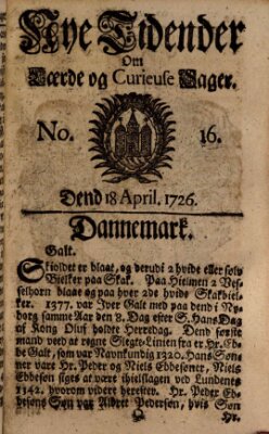 Nye tidender om laerde og curieuse sager Donnerstag 18. April 1726