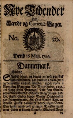 Nye tidender om laerde og curieuse sager Donnerstag 16. Mai 1726