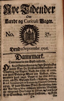 Nye tidender om laerde og curieuse sager Donnerstag 12. September 1726