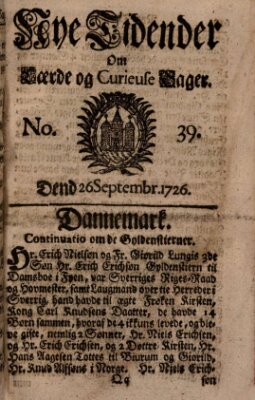 Nye tidender om laerde og curieuse sager Donnerstag 26. September 1726