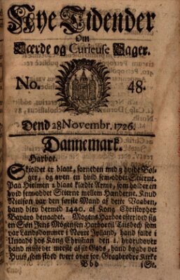 Nye tidender om laerde og curieuse sager Donnerstag 28. November 1726