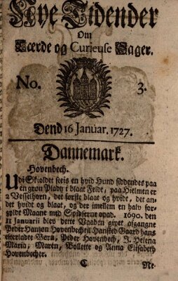 Nye tidender om laerde og curieuse sager Donnerstag 16. Januar 1727