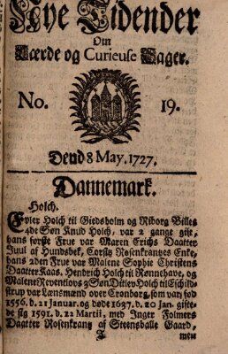 Nye tidender om laerde og curieuse sager Donnerstag 8. Mai 1727