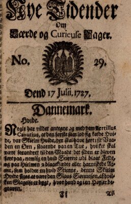 Nye tidender om laerde og curieuse sager Donnerstag 17. Juli 1727