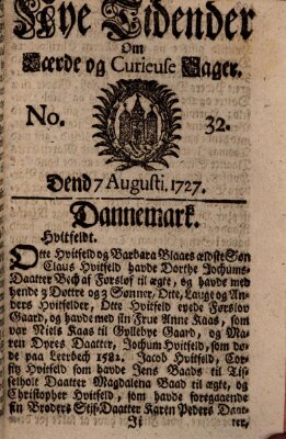 Nye tidender om laerde og curieuse sager Donnerstag 7. August 1727