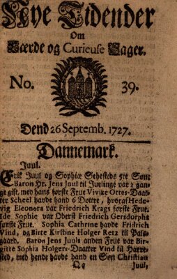 Nye tidender om laerde og curieuse sager Freitag 26. September 1727