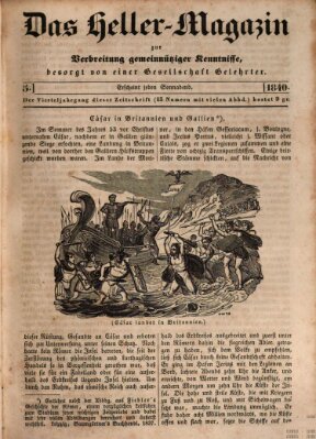 Das Heller-Magazin Samstag 1. Februar 1840