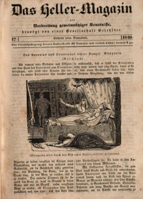 Das Heller-Magazin Samstag 25. April 1840