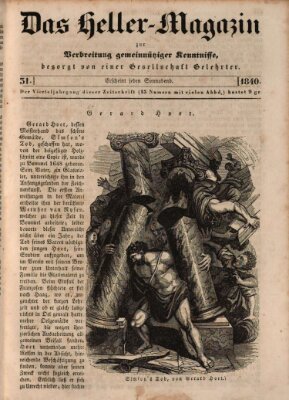 Das Heller-Magazin Samstag 1. August 1840