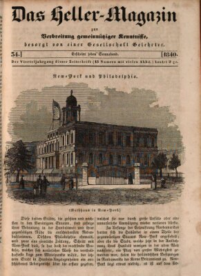 Das Heller-Magazin Samstag 22. August 1840