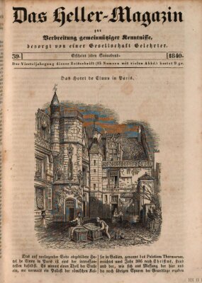 Das Heller-Magazin Samstag 26. September 1840