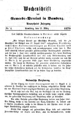 Wochenschrift des Gewerbe-Vereins Bamberg Sonntag 13. März 1870