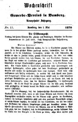 Wochenschrift des Gewerbe-Vereins Bamberg Sonntag 1. Mai 1870