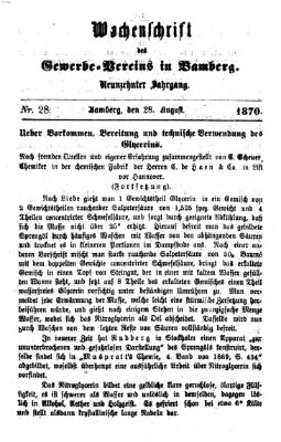 Wochenschrift des Gewerbe-Vereins Bamberg Sonntag 28. August 1870