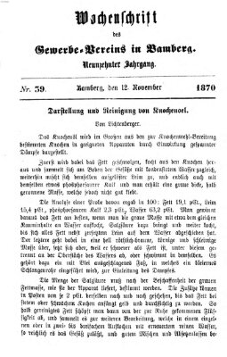 Wochenschrift des Gewerbe-Vereins Bamberg Samstag 12. November 1870