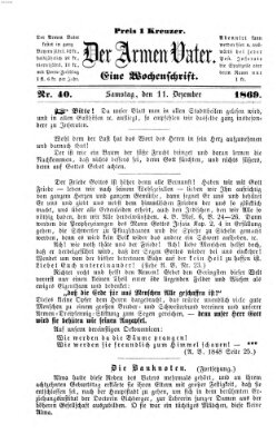 Der Armen Vater Samstag 11. Dezember 1869