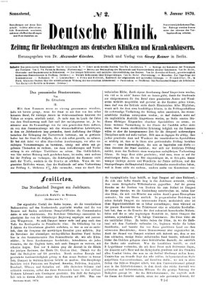 Deutsche Klinik Samstag 8. Januar 1870