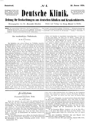 Deutsche Klinik Samstag 22. Januar 1870