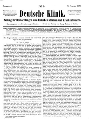 Deutsche Klinik Samstag 19. Februar 1870