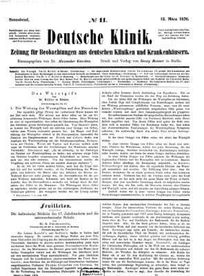 Deutsche Klinik Samstag 12. März 1870