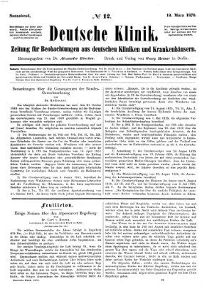 Deutsche Klinik Samstag 19. März 1870