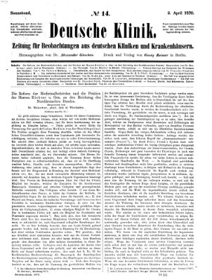 Deutsche Klinik Samstag 2. April 1870