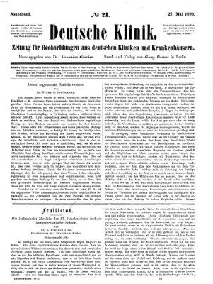 Deutsche Klinik Samstag 21. Mai 1870