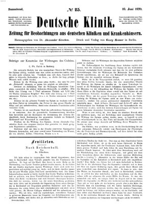 Deutsche Klinik Samstag 18. Juni 1870