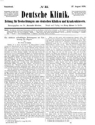 Deutsche Klinik Samstag 27. August 1870