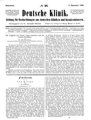 Deutsche Klinik Samstag 3. September 1870